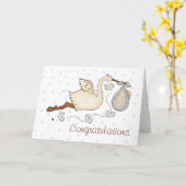 Stork New Baby Boy Wenskaart Kaart (Gele Bloem)