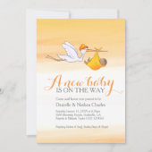 Stork nieuwe baby gouden sinaasappel koppels baby  kaart