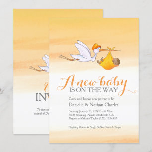 Stork nieuwe baby gouden sinaasappel koppels baby  kaart