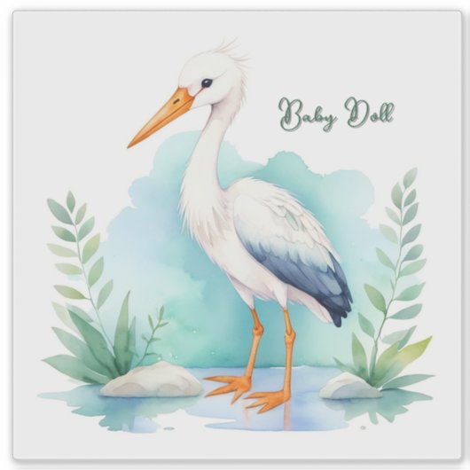  Stork Nursery set Baby pop Sticker (Voorkant)