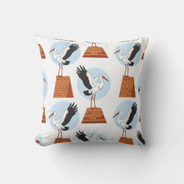 Stork op Rooftop Pattern Kussen