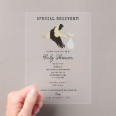 Stork Pasgeboren Baby Boy Girl Baby shower Acryl Uitnodigingen (Insitu (Draagbaar))