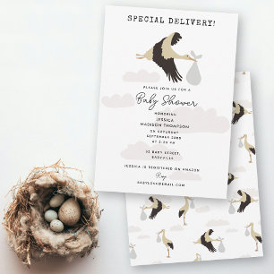 Stork Pasgeboren Baby Boy Girl Baby shower Kaart