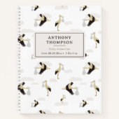 Stork Pasgeboren Baby Boy Meisje Herinneringen Kee Notitieboek (Voorkant)