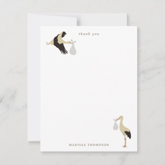 Stork Pasgeboren Baby Boy Meisje Patroon Bedankkaart (Voorkant)
