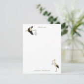 Stork Pasgeboren Baby Boy Meisje Patroon Bedankkaart (Staand voorkant)