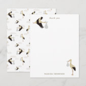 Stork Pasgeboren Baby Boy Meisje Patroon Bedankkaart (Voorkant / Achterkant)