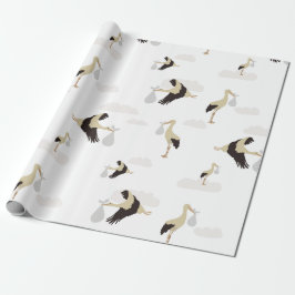 Stork Pasgeboren Baby Boy Meisje Patroon Cadeaupapier