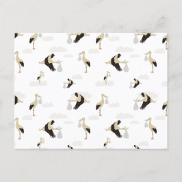 Stork Pasgeboren Baby Boy Meisje Patroon Feestdagenkaart