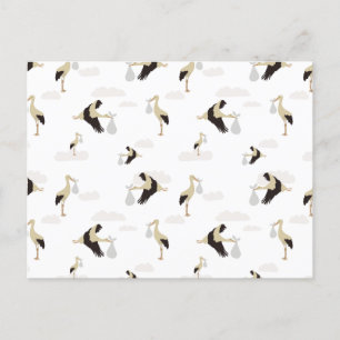 Stork Pasgeboren Baby Boy Meisje Patroon Feestdagenkaart