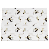 Stork Pasgeboren Baby Boy Meisje Patroon Groot Cadeauzakje (Voorkant)