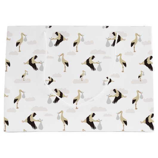 Stork Pasgeboren Baby Boy Meisje Patroon Groot Cadeauzakje (Voorkant)