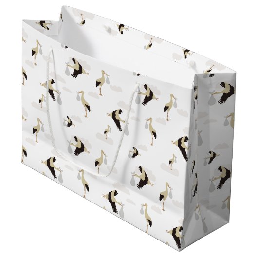Stork Pasgeboren Baby Boy Meisje Patroon Groot Cadeauzakje (Voorkant Gekanteld)