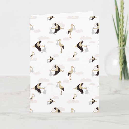 Stork Pasgeboren Baby Boy Meisje Patroon Kaart (Voorkant)