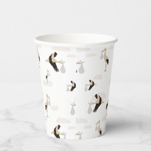 Stork Pasgeboren Baby Boy Meisje Patroon Papieren Bekers (Rechts)