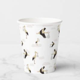 Stork Pasgeboren Baby Boy Meisje Patroon Papieren Bekers