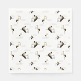Stork Pasgeboren Baby Boy Meisje Patroon Servet