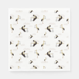 Stork Pasgeboren Baby Boy Meisje Patroon Servet