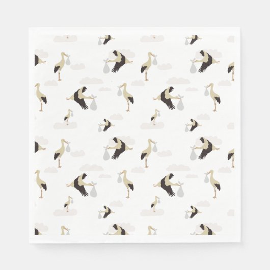 Stork Pasgeboren Baby Boy Meisje Patroon Servet (Voorkant)