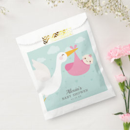 Stork Pink Bundle Girl Baby shower Bedankzakje