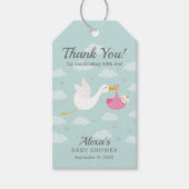 Stork Pink Bundle Girl Baby shower Favor Cadeaulabel (Voorkant)