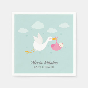 Stork Pink Bundle Girl Baby shower Servet