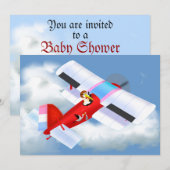 Stork Plane Baby shower Uitnodiging (Voorkant / Achterkant)