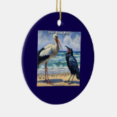 Stork Raven Mad – Beach Bird Banter Keramisch Ornament (Rechts)