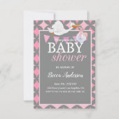 Stork | Roze Baby shower Kaart (Voorkant)