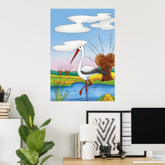Stork | Schattig dier Poster (Thuiskantoor)