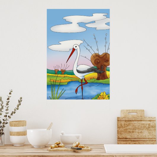 Stork | Schattig dier Poster (Keuken)
