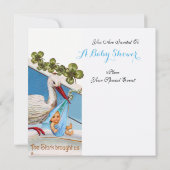 STORK, SHAMROCKS BOY BABY SHOWER BIRTY STATS KAART (Achterkant)