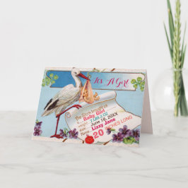 STORK, SHAMROCKS GiRL BABY SHOWER BIRTH STATS