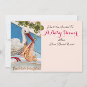 STORK, SHAMROCKS GiRL BABY SHOWER BIRTH STATS Kaart (Achterkant)