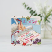 STORK, SHAMROCKS GiRL BABY SHOWER BIRTH STATUS Kaart (Staand voorkant)