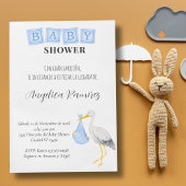 Stork Spaans Baby shower Dusty Blue QR Code Gift Kaart