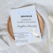 Stork Spaans Baby shower Dusty Blue Script Acryl Uitnodigingen