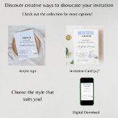 Stork Spaans Baby shower Dusty Blue Script Acryl Uitnodigingen