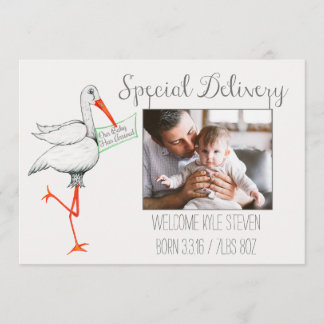Stork Special Delivery Baby Aankondiging
