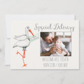 Stork Special Delivery Baby Aankondiging (Voorkant)