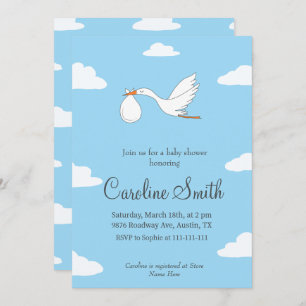 Stork Special Delivery Baby shower Invitation Kaart