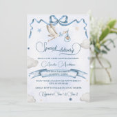 Stork Special Delivery Ribbon Bow Baby shower Kaart (Staand voorkant)
