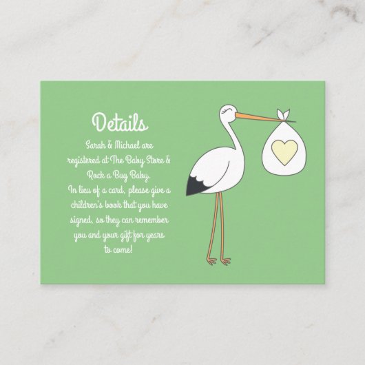 Stork Spring Baby shower Informatiekaartje (Voorkant)