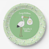 Stork Spring Baby shower Papieren Bordje (Voorkant)
