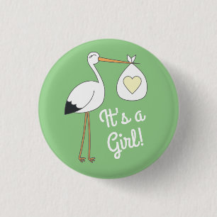 Stork Spring Baby shower Ronde Button 3,2 Cm