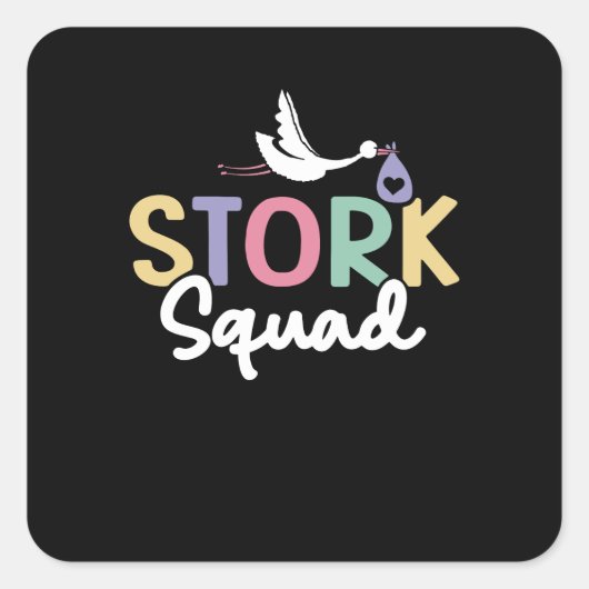 Stork Squad Rainbow Vierkante Sticker (Voorkant)