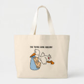 Stork Twin Arrival Grote Tote Bag (Voorkant)