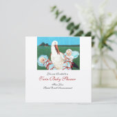 STORK TWIN BABY BOY SHOWER, blauwgroen blauw Kaart (Staand voorkant)