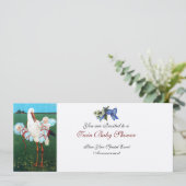 STORK TWIN BABY BOY SHOWER Champagne Metallic Kaart (Staand voorkant)