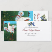 STORK TWIN BABY BOY SHOWER Champagne Metallic Kaart (Voorkant / Achterkant)